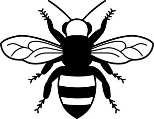 black and white single flat icon of a bee
