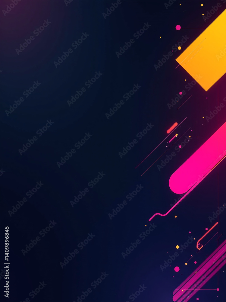 Poster A Modern Design Features A Dark Abstract Background With Geometric Shapes And Bright, Electric Colors In A Vibrant Color Gradient.