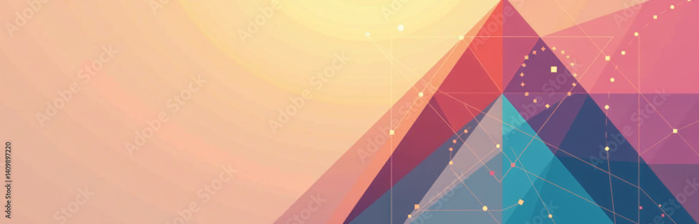 Aufkleber A Modern Geometric Design Featuring Triangles And Lines In A Color Gradient To Convey An Abstract Symbol Or Message Through Empty Space.