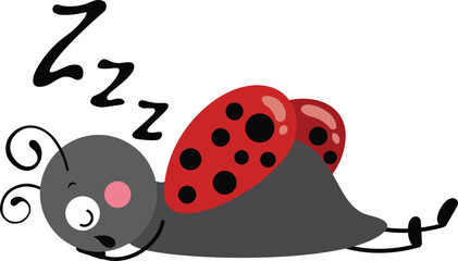 Cute ladybird lying down sleeping
