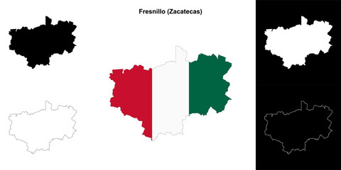 Fresnillo municipality (Zacatecas) outline map set