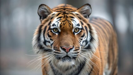 Fototapeta premium Native Tiger Photos concept Majestic tiger gazing directly, showcasing its striking features and intense expression.
