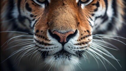 Obraz premium Native Tiger Photos concept Close-up of a tiger's face, highlighting its sharp features and intense gaze.
