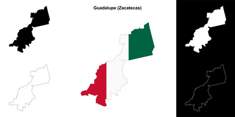Fototapeta premium Guadalupe municipality (Zacatecas) outline map set