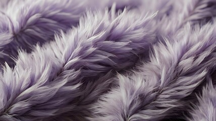 Fototapeta premium Close-up of soft lavender fur texture, fluffy and cozy surface, fine fibers detail, full-frame banner, pastel background for design, fabric or textile mockup