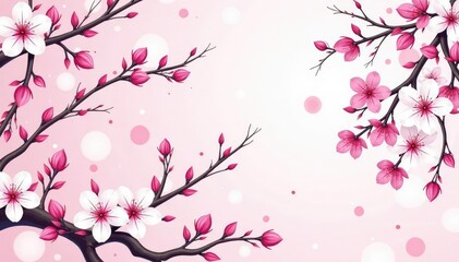 Fototapeta premium Intricate sakura branch pattern, white & pink, repeating design , floral pattern, wallpaper, floral design