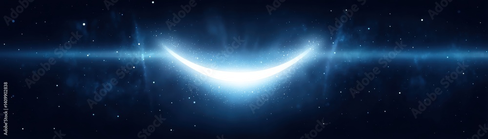 Aufkleber a glowing crescent shape appears in a starry background, creating an ethereal and cosmic atmosphere.