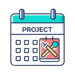 Calendar with Construction Tools Icon Representing Project Scheduling and Building Planning