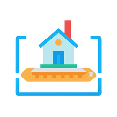 Fototapeta premium House on Level Tool Icon Representing Home Alignment and Construction Precision