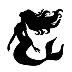 mermaid silhouette side view vector illustration