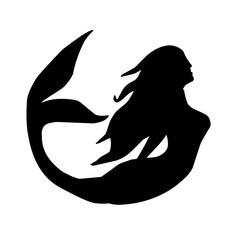 mermaid silhouette side view vector illustration