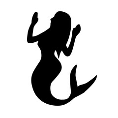 mermaid silhouette side view vector illustration