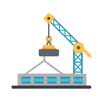 Crane Lifting Slab Icon Representing Construction, Heavy Lifting, and Material Handling