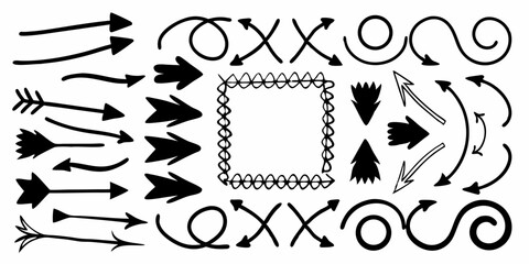 Obraz premium Hand drawn arrow mark icons vector shapes