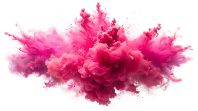  pink smoke paint explosion powder splash isolated on white background PNG , AI GENERATED