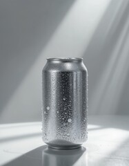 aluminum can with condensation on the surface