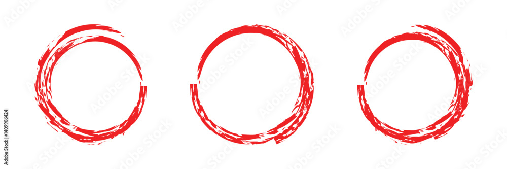 Poster set of hand drawn red round circle scribbles highlighter design element