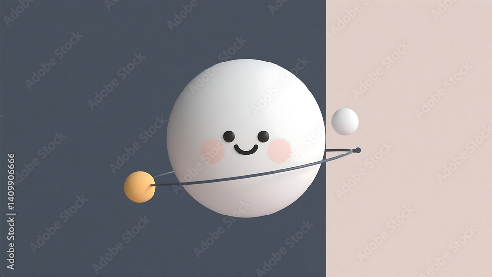 Poster minimalist sophisticated cartoon elements background with abstract geometric shapes and playful line