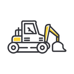 Naklejka premium Bulldozer Machine Icon Representing Construction, Excavation, and Heavy Machinery