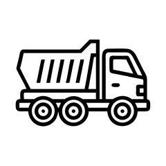 Dump Truck Vehicle Icon Representing Construction, Material Transport, and Heavy Lifting