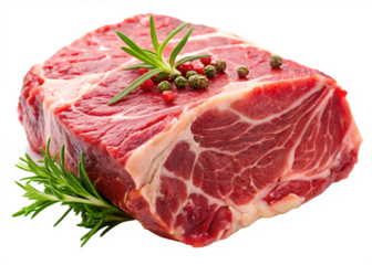 raw tasty beef  isolated on white background PNG , AI GENERATED