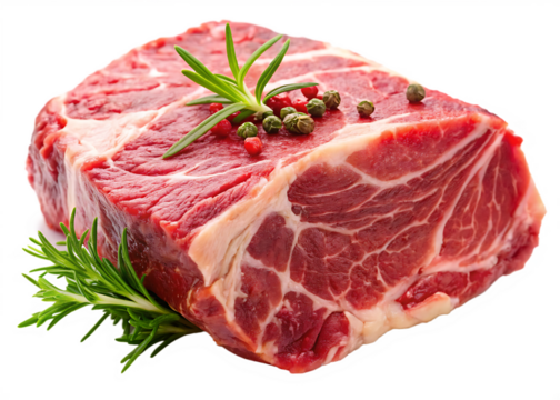 raw tasty beef  isolated on white background PNG , AI GENERATED