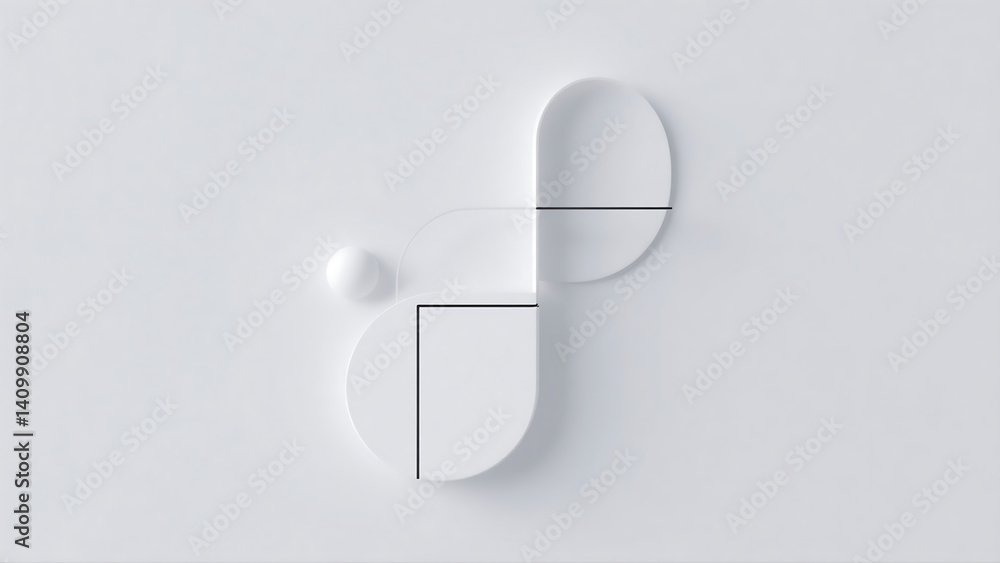 Poster minimalist sophisticated cartoon elements background with abstract geometric shapes and playful line