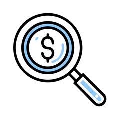 Magnifying Glass with Dollar Icon Representing Financial Search, Investment Analysis, and Wealth Investigation