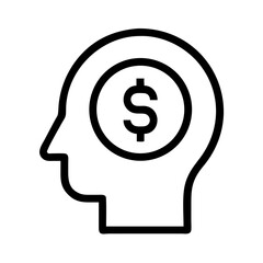 Human Head with Dollar Symbol Icon Representing Financial Thinking, Wealth Mindset, and Economic Strategy