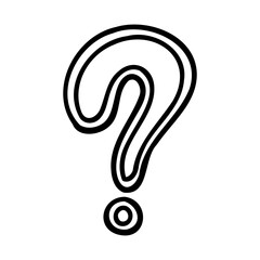 Stroke question mark symbol in outline hand drawn style. Vector illustration isolated on white background. For typography, font, logo, alphabet, sales, signboard, education, branding, presentation.