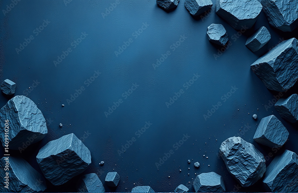 Poster Dark Blue Grunge Background With Textured Rock Elements And Ample Copy Space Perfect For Showcasing Your Creative Designs Freely.