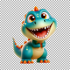 a joyful dinosaur with a radiant smile, Happy Cartoon Dinosaur with Long Neck on transparent background, png, psd
