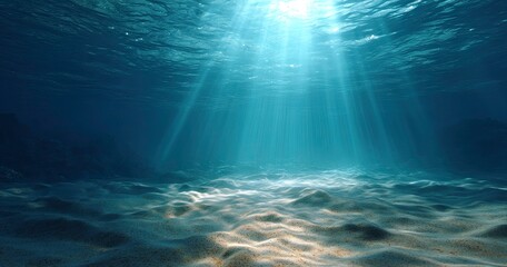 Ocean Floor Underwater Scene Sunlight Rays Sandy Bottom