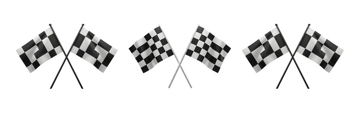 Crossed Checkered Racing Flags on Transparent Background

