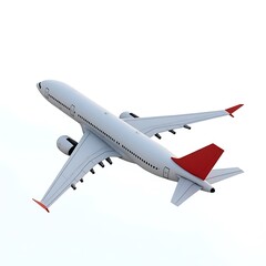 Obraz premium Airplane soaring high white red tail clean design