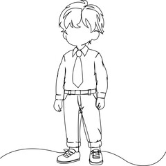 Continuos Line Of Boy Wearing Formal Uniform