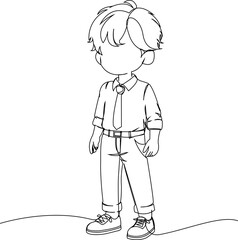 Continuos Line Of Boy Wearing Formal Uniform