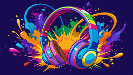 Obraz premium vector illustration of an abstract background with headphones