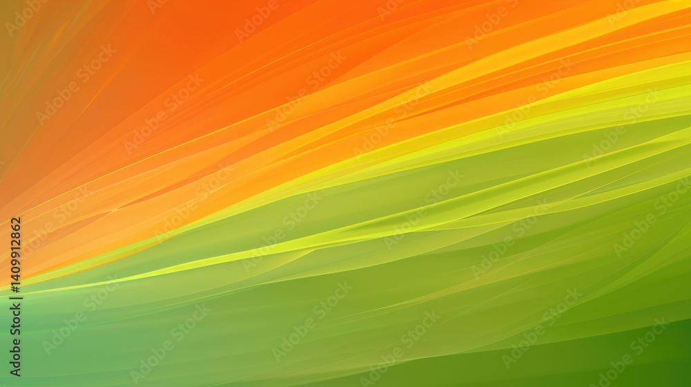 Poster the close up abstract picture of the orange and green colour that has been mixing each other, the mi