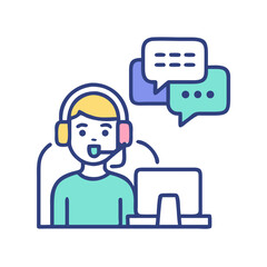 Customer Support Agents Chatting Icon Representing Online Help and Service Communication