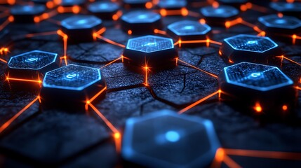 Futuristic Hexagonal Grid Network