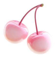 PNG 3d pink cherries cherry fruit illustration.
