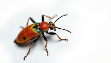 Close-up of colorful insect on white background, isolated, colorful bug