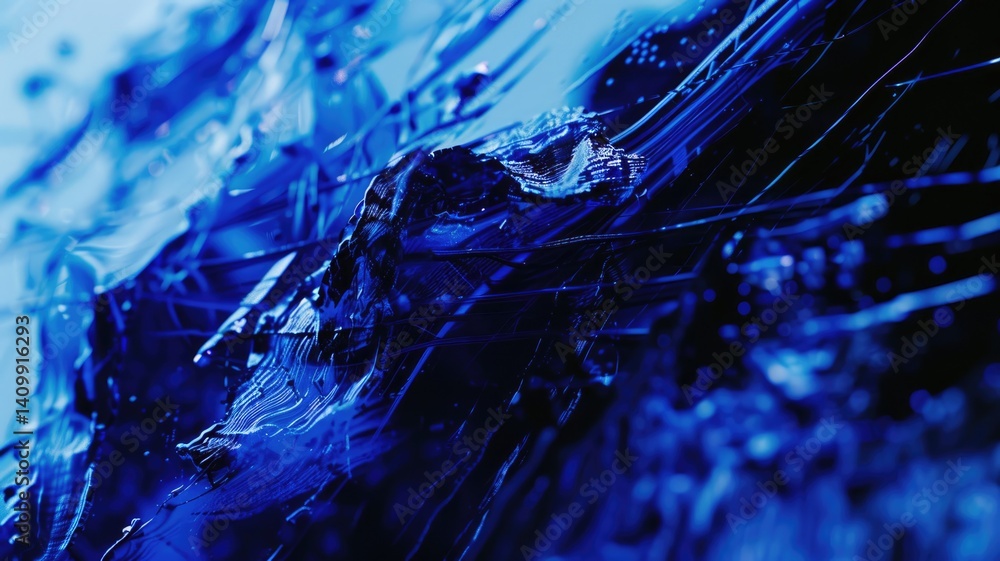 Poster abstract of blue glitch with pixel effect in graphic background use shading and monochrome to expres
