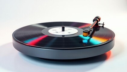 Close-up shot of a turntable on white background, vinyl, isolated