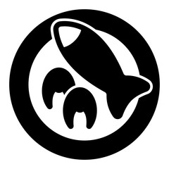 Fillet and fish on plate and knife solid icon, fishery cooking concept. Vector graphics. Fresh fish dish sign on white background, glyph style mobile or design.