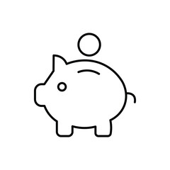 Piggy bank line icon vector isolated on white background