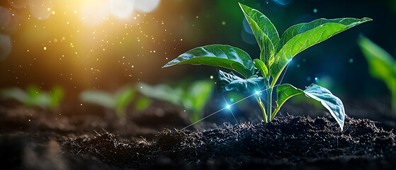 Innovative soil health measurement using ai and blockchain integration for sustainable agriculture natural environment professional photography lush greenery.