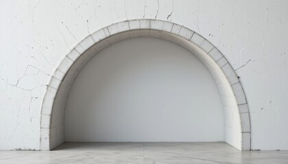 Architectural action of creating a minimalist arch structure in a modern indoor environment highlighting design and space utilization