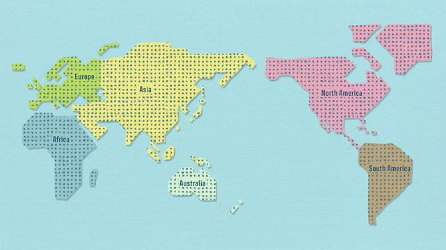 Hand drawn world map on paper background